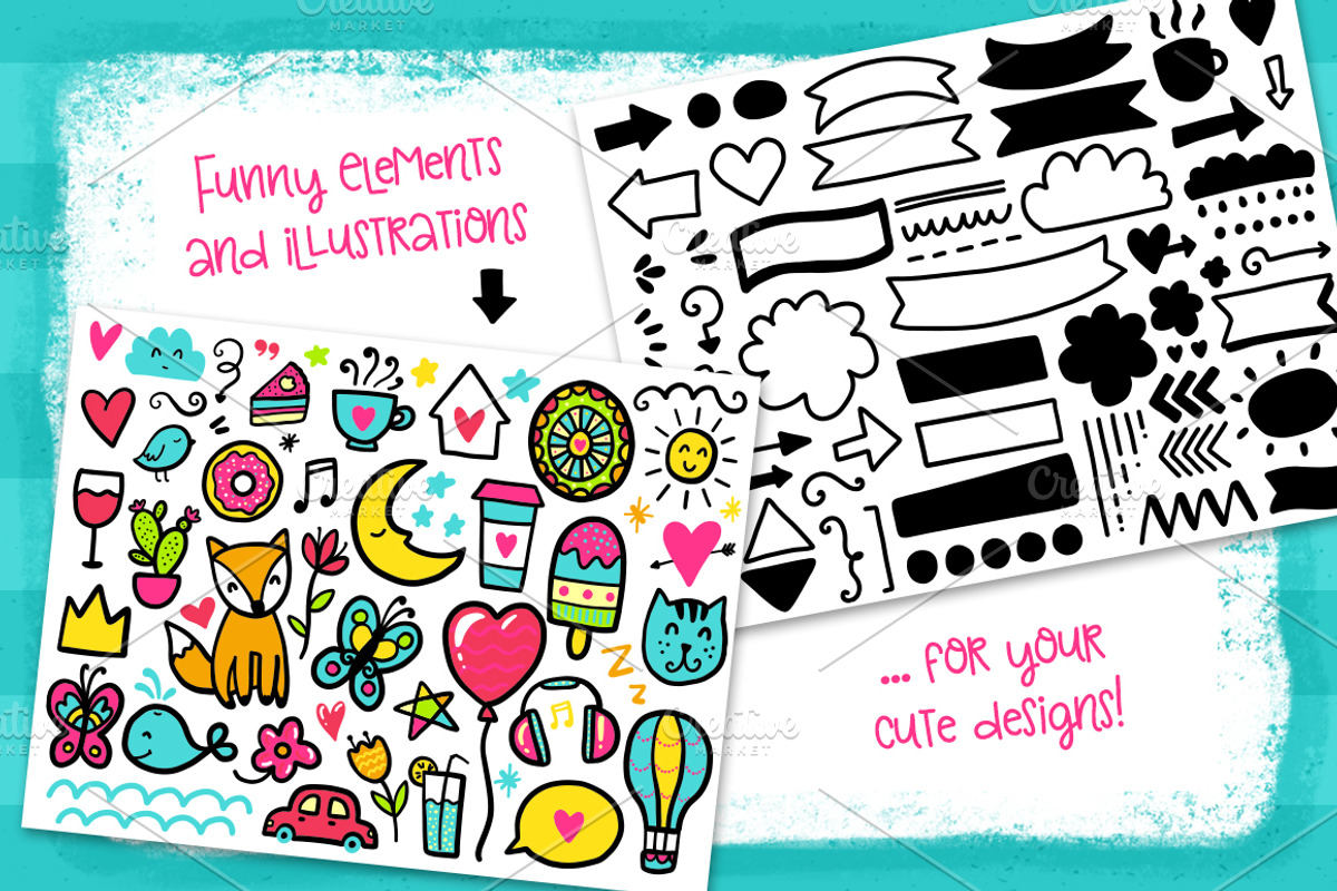 Doodle FONT Clouds Caprice & Extras preview 5