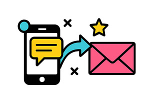 Mobile device sending a message to, a Technology Illustration by ZinetroN