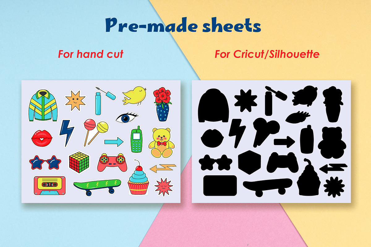 Retro pop art sticker bundle, an Object Illustration by JulyGart (Photo 3 of 6)