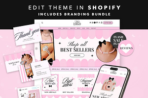 Pink Shopify Theme and Branding Kit, a Shopify Template by Template Twist Shop