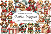 Cute Christmas Festive Puppies Clipa, an Illustration by designcity5 (Thumbnail 1 of 5)