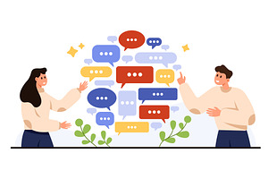 People Chatting with Colorful, a Technology Illustration by Flashvector