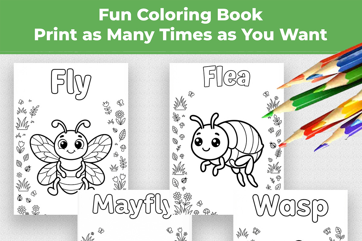 Insect Coloring Book for Kids, an Education Illustration by Mohammad Sarfaraz (Photo 12 of 13)