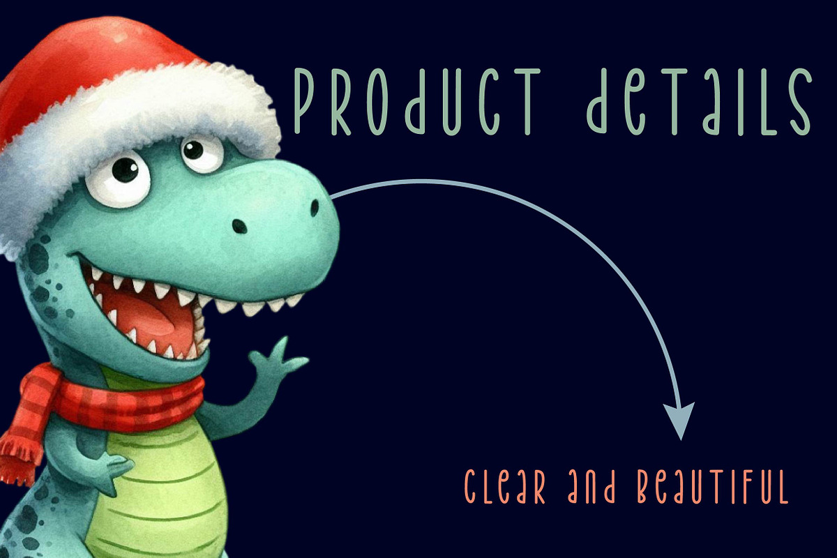 Christmas Funny Dinosaur Clipart, an Illustration by CreationArt (Photo 5 of 6)