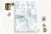 French Blue Botanical Toile Vellum, a Stationery Template by SilverJoyAtelier (Thumbnail 1 of 3)