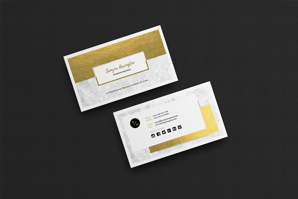 Gold marble business card, a Business Card Template by GraphicsEgg (Photo 2 of 4)