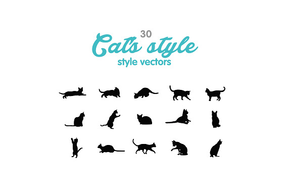 30 Cat's style vectors preview 3