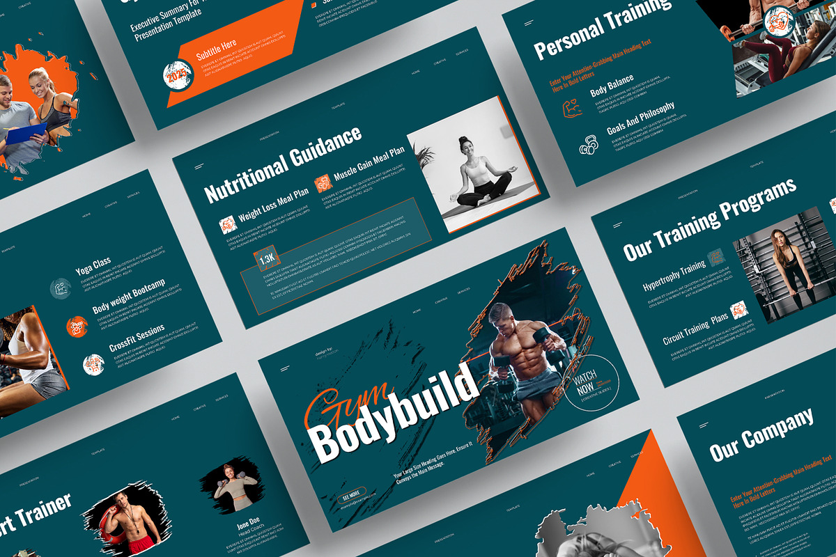 Gym Bodybuilder Presentation, a Presentation Template by MightyDesign (Photo 1 of 8)