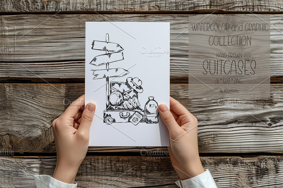 Watercolor Suitcases Collection, an Object Illustration by MayaNavits (Photo 2 of 6)