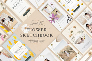 Flower Sketchbook Stories Social Kit