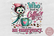 Funny Dragonfly Coffee Design PNG, a Seasonal Illustration by Rose Art (Thumbnail 1 of 4)