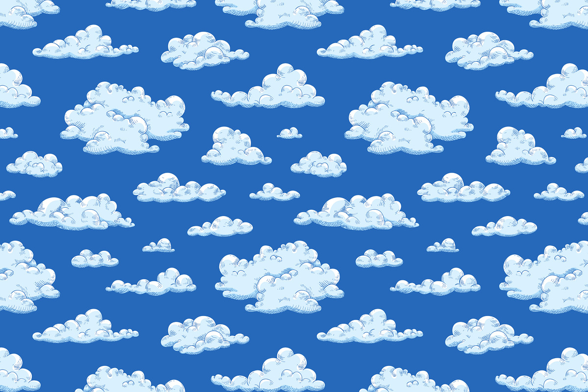 Hand-drawn clouds seamless patterns, a Pattern Graphic by Good Studio (Photo 2 of 5)