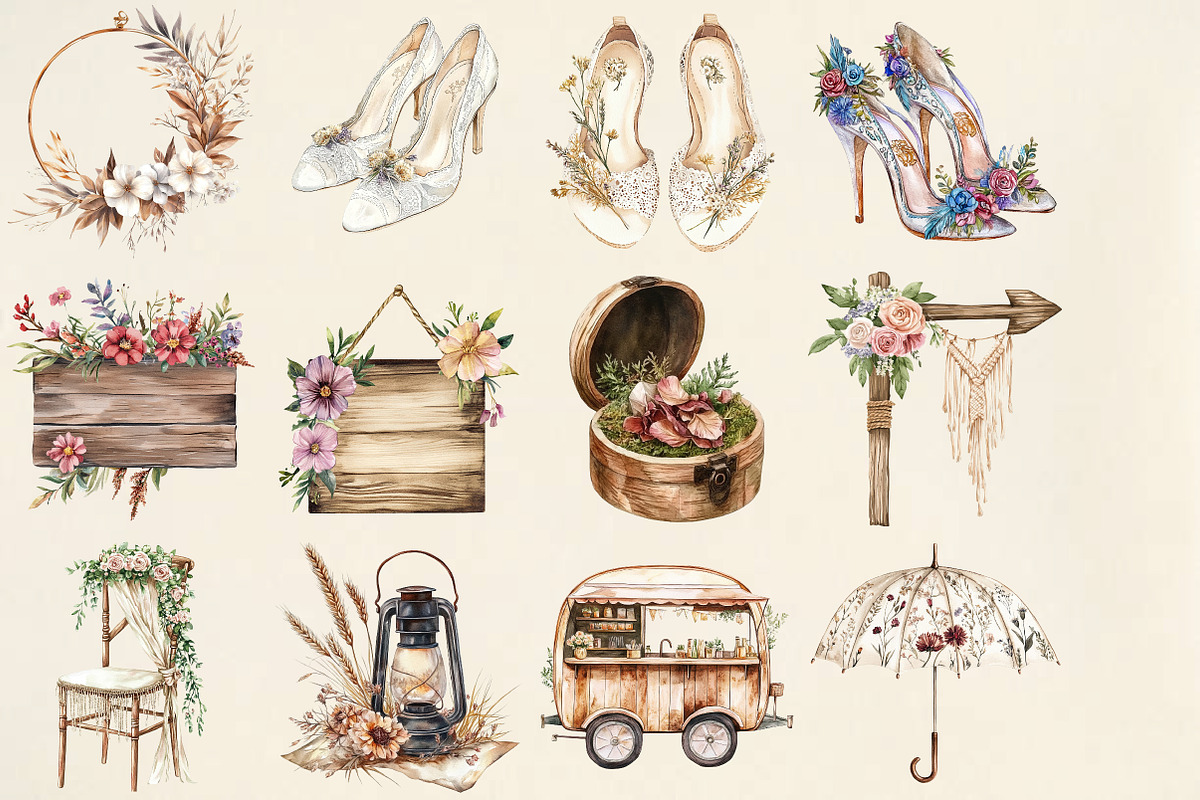 Boho Wedding Design Elements, an Illustration by Pixels.Craft (Photo 2 of 6)
