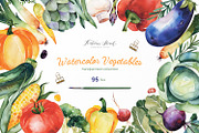 Watercolor Vegetables., a Food Illustration by Kate_Rina (Thumbnail 1 of 3)