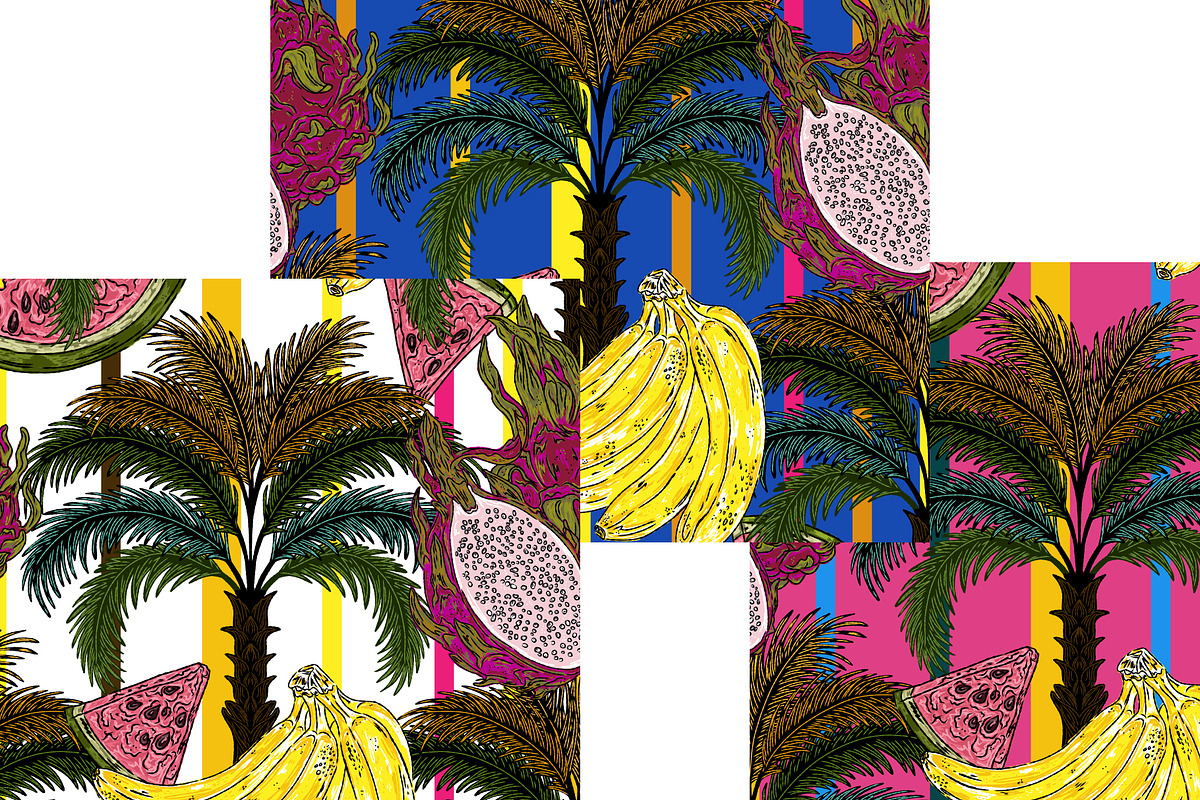 Banana Watermelon Dragon Fruit, a Pattern Graphic by NayaChu (Photo 5 of 9)