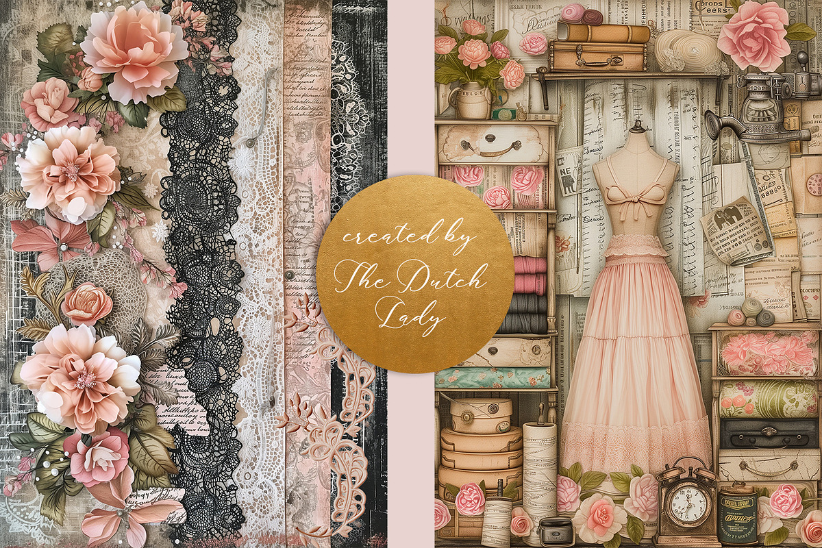 The Seamstress Atelier Decoupage Set, a Work Illustration by The Dutch Lady Designs (Photo 4 of 6)
