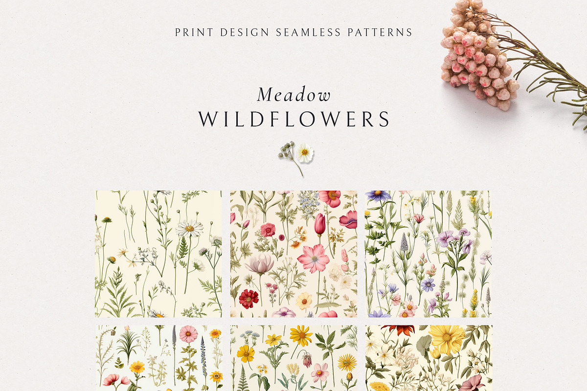 Wildflowers Print Seamless Patterns, a Pattern Graphic by Olya Creative (Photo 1 of 15)