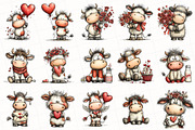 Whimsical Valentine Cow Clipart, an Illustration by OK Design (Thumbnail 3 of 6)