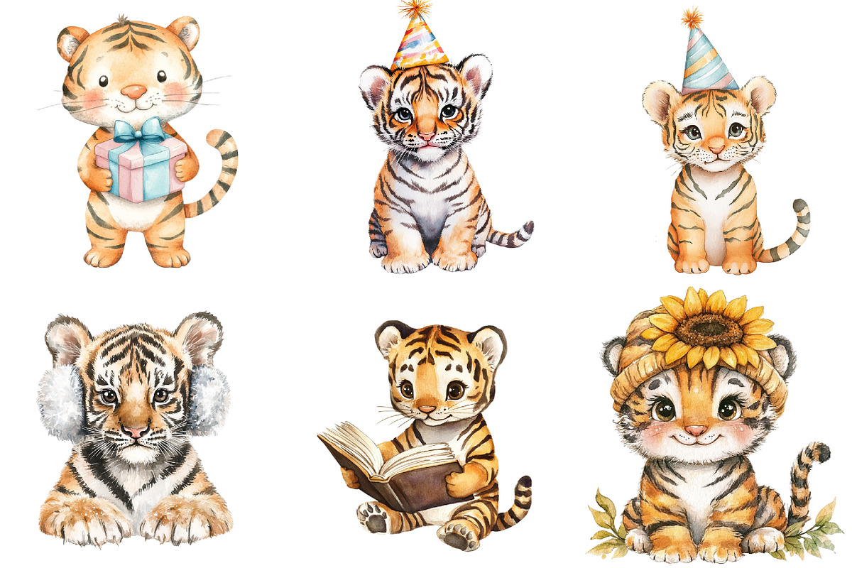 Playful Tiger Clipart Bundle, an Illustration by Pixels.Craft (Photo 4 of 9)