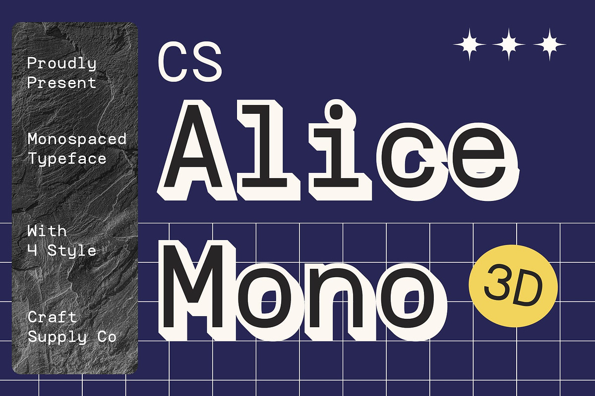 CS Alice Mono 3D, a Sans Serif Font by Craft Supply Co. (Photo 1 of 8)