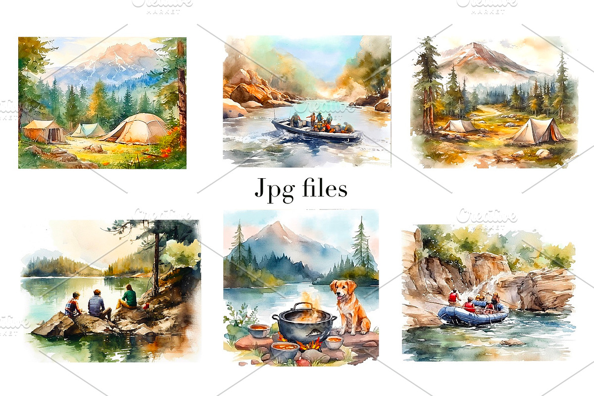 Tourist camping, watercolor clipart, a Person Illustration by AkvarelRiver (Photo 6 of 8)