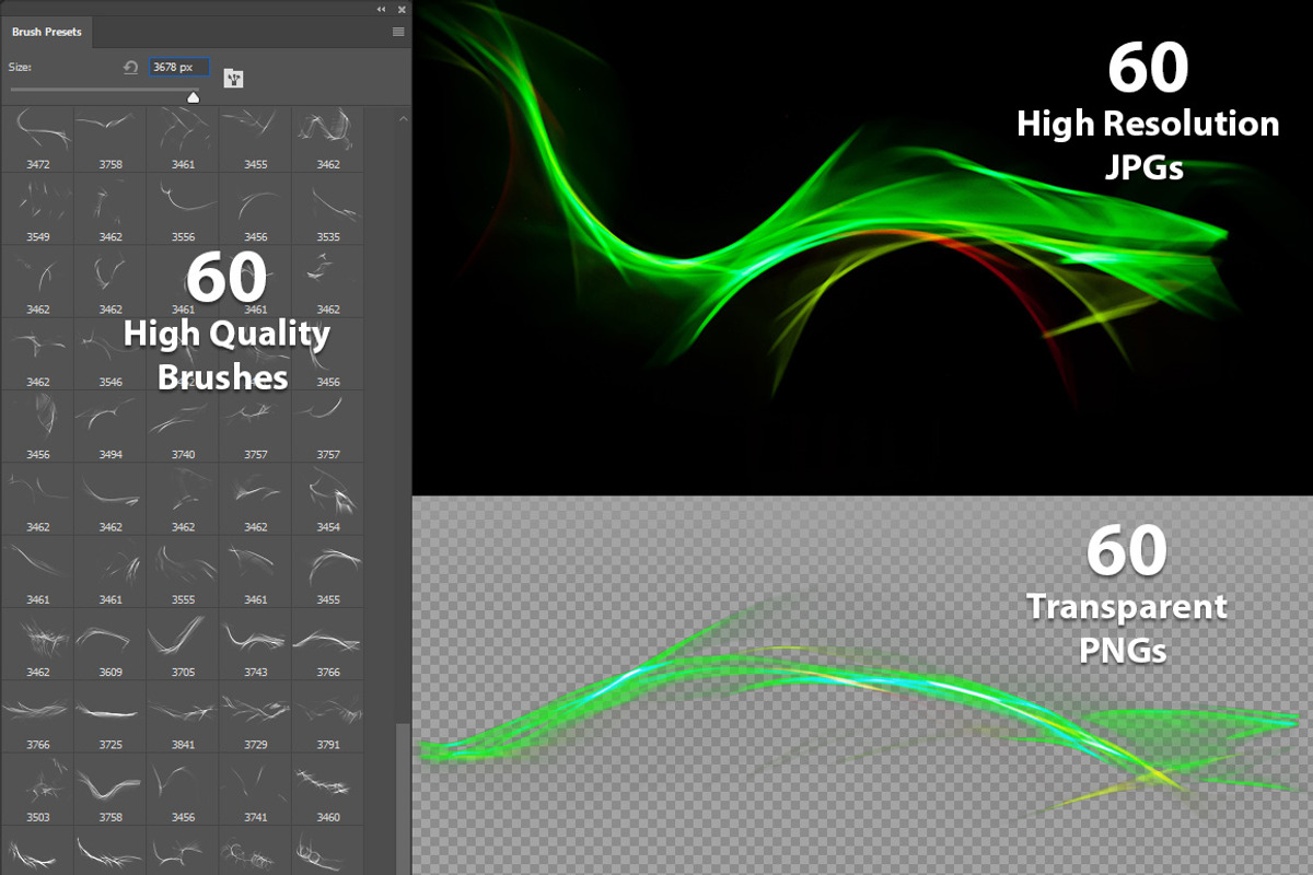 Abstract Light Brushes for Photoshop, a Brush Add-On by kirk3d (Photo 3 of 4)