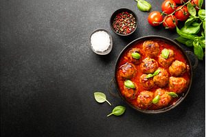 Meatballs in tomato sauce in iron, a Food & Drink Photo by Nadia-nb