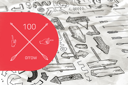 100 arrow set hand drawn