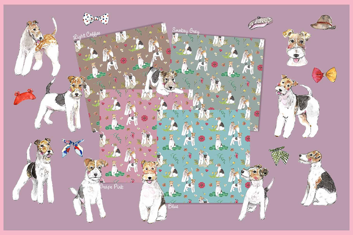 Wire Fox Terrier Clipart With Paper, an Animal Illustration by VianneArt (Photo 2 of 7)