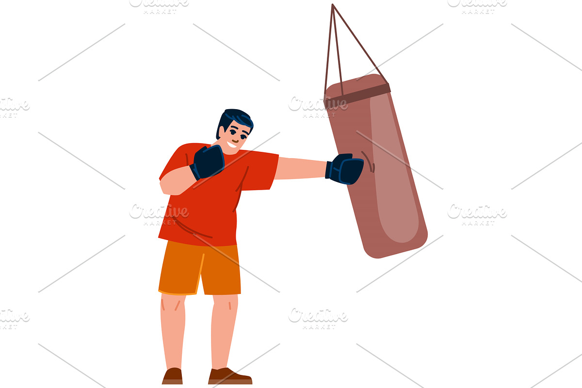 Boxer training with punching bag, a Sport Illustration by pikepicture