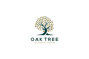 Oak Tree Logo And Roots Design