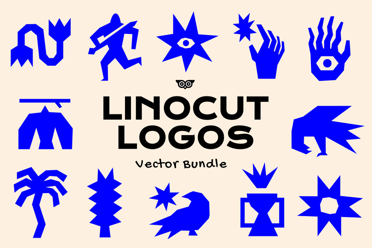 Linocut Logos Vector Bundle, a Branding & Logo Template by ClayStudio (Photo 1 of 9)