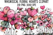 Whimsical Floral Hearts Clipart, an Illustration by CraftArtStudio (Thumbnail 1 of 6)