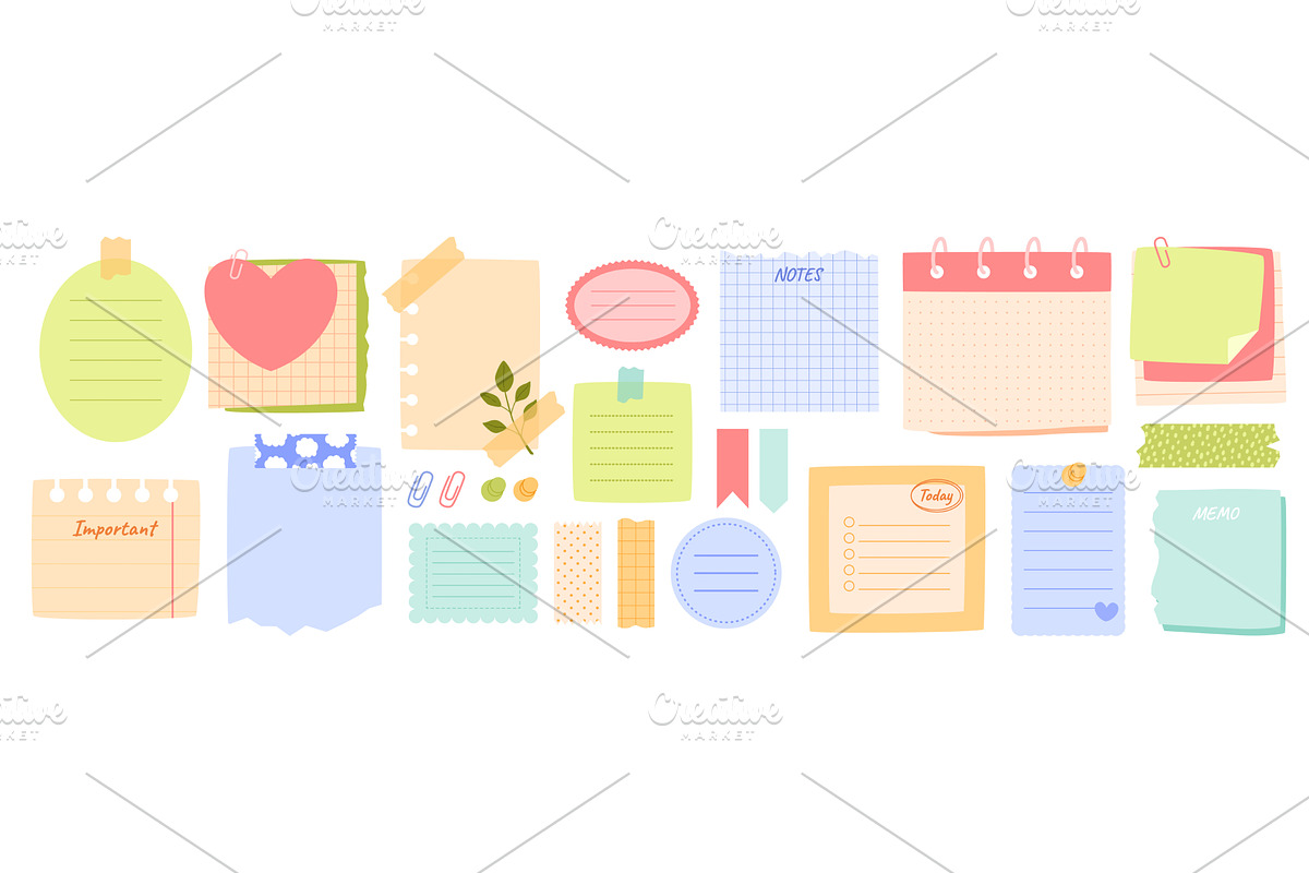 Cute paper notes. Doodle notebook, an Education Illustration by winwin.art