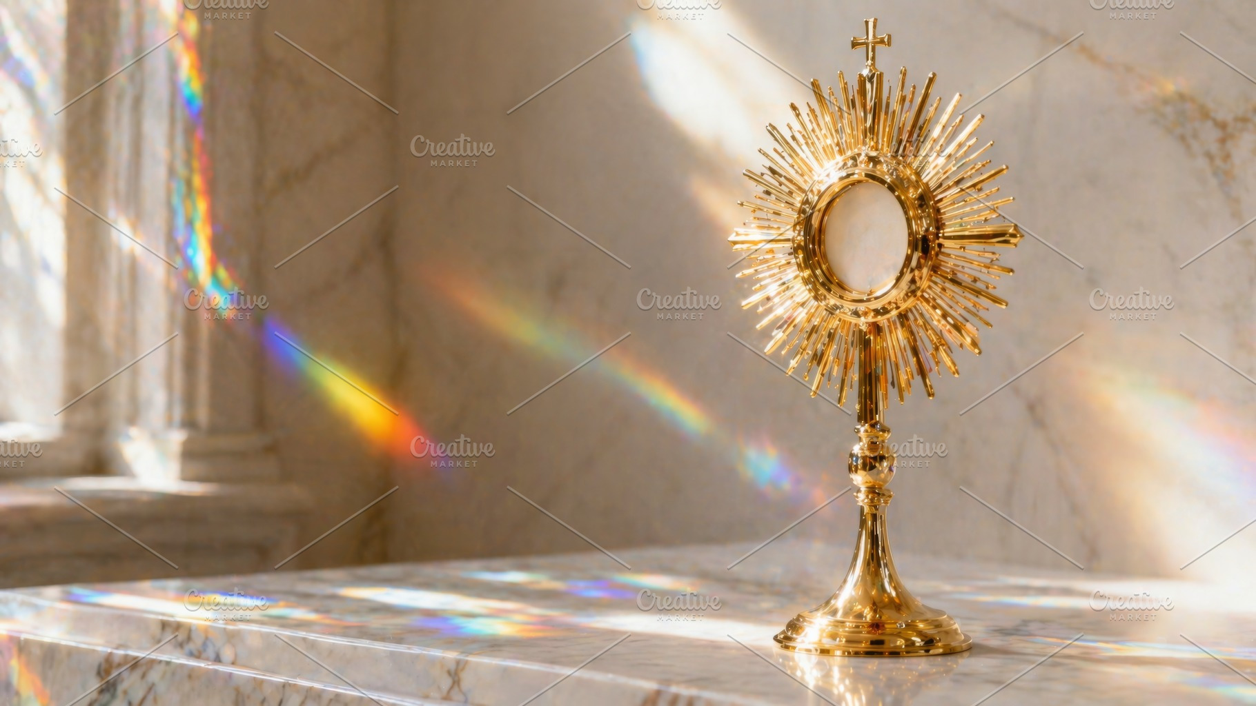 Corpus Christi monstrance on marble, a Photo by Dvoevnore photos