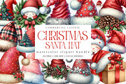 Watercolor Santa Hat Clipart Bundle, an Illustration by SinaCreation (Thumbnail 1 of 7)