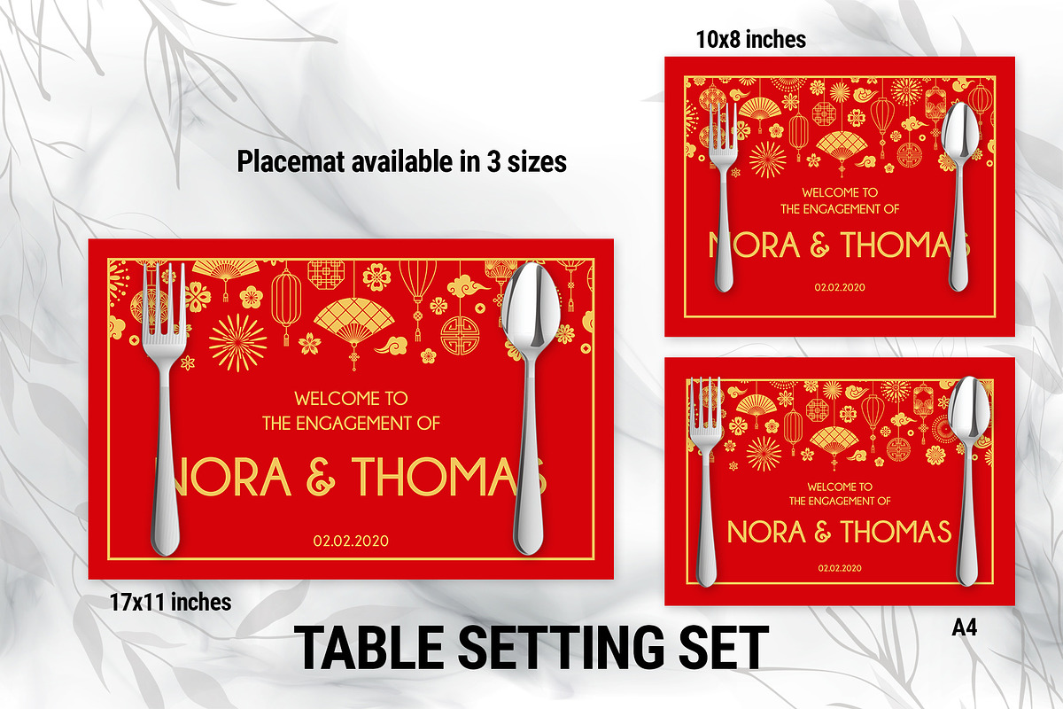 Oriental Asian Table Setting Set, a Templates & Theme by DickyJiang Illustrations (Photo 3 of 3)