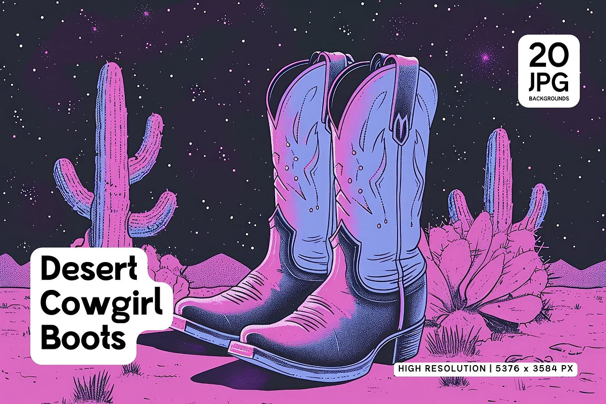 20 Desert Cowgirl Boot Illustrations, an Object Illustration by HipFonts (Photo 1 of 6)