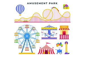Amusement park flat elements