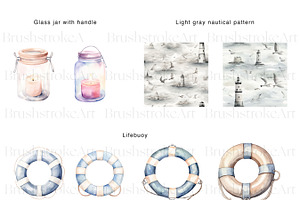 Watercolor Nautical Clipart, Coastal