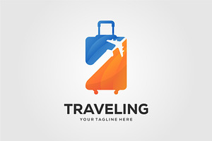 Traveling Suitcase Logo Vector