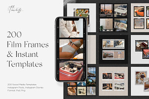 200 Film Frames & Instant Templates, a Social Media Template by Feel This