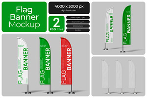Flag Banner Convex Mockup, an Advertising Mockup by Bartama Graphic