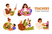 Teachers with kid students set, an Education Illustration by Good Studio (Thumbnail 1 of 6)