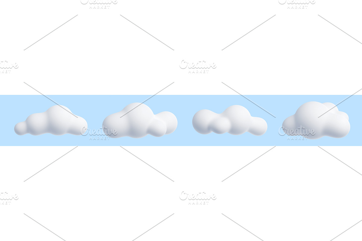White cloud cartoon 3d render set -, an Environmental 3D Model by YuliiaOsadcha