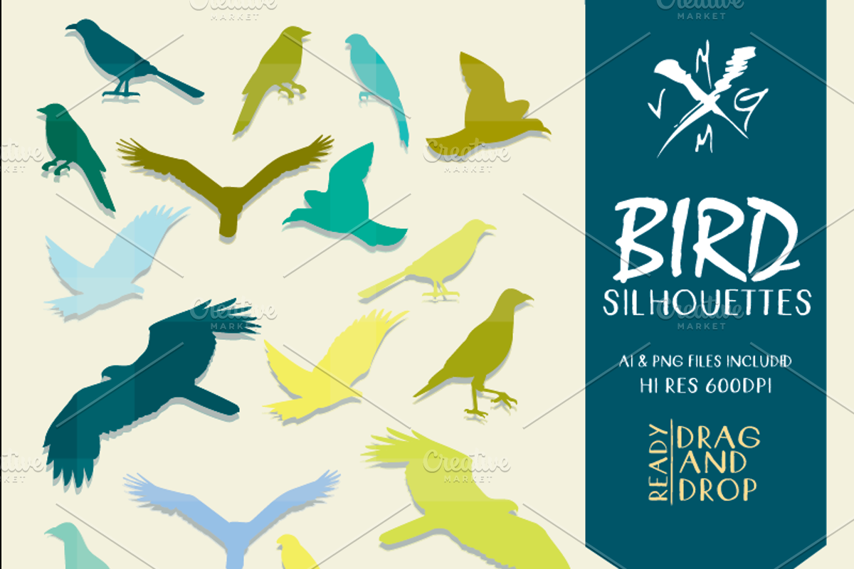 BIRD SILHOUETTES, an Animal Illustration by MVMG