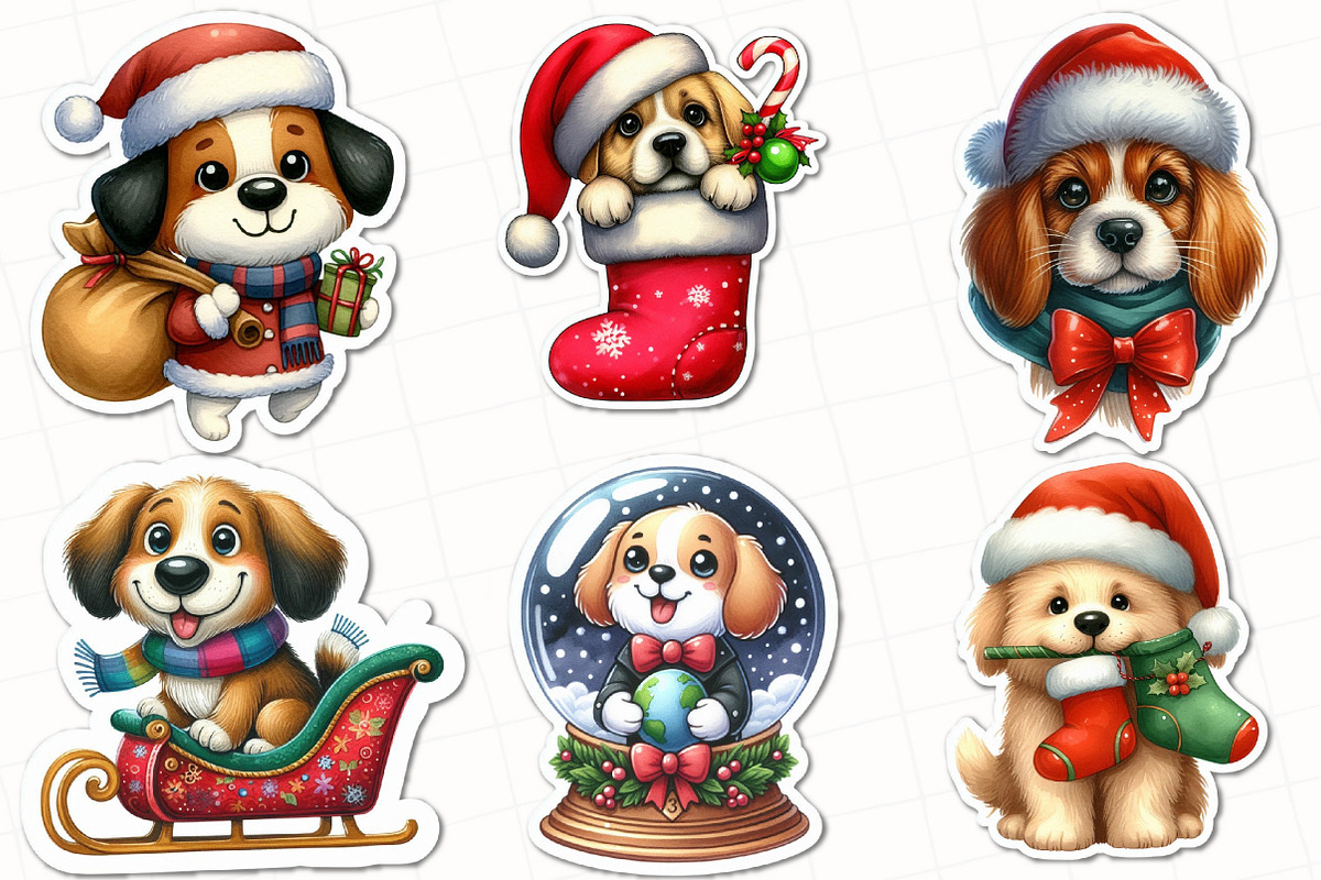 Christmas Dog Sticker Sublimation, an Illustration by OK Design (Photo 2 of 5)