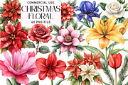 Watercolor Christmas Floral Clipart, an Illustration by Daily.Designs (Thumbnail 1 of 5)