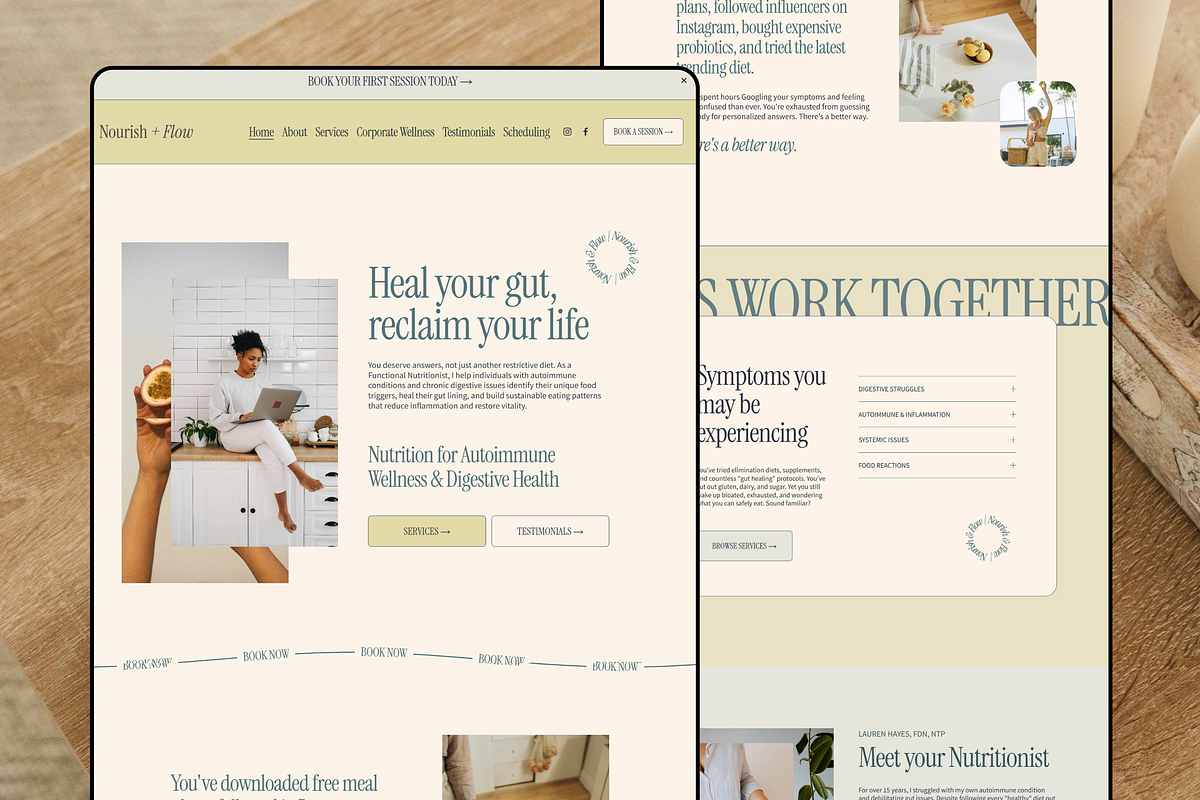 Nourish + Flow Nutritionist Website, a Squarespace Template by Solana Creative Co. (Photo 1 of 13)