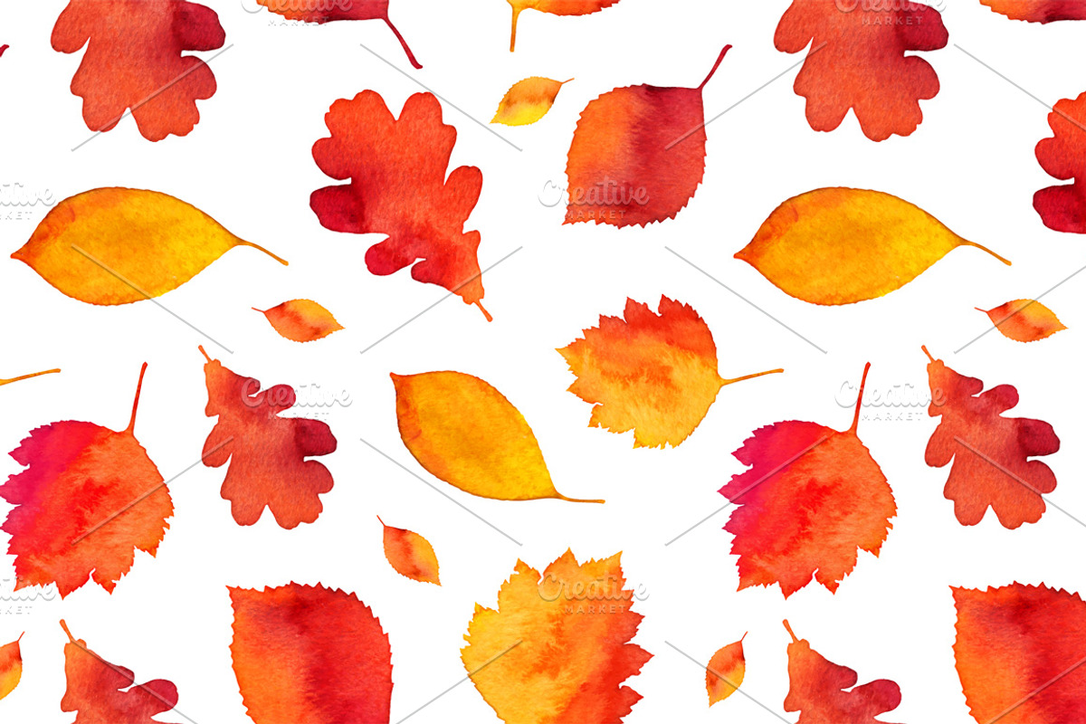 8 vector watercolor autumn patterns, a Pattern Graphic by Art of Sun (Photo 3 of 3)